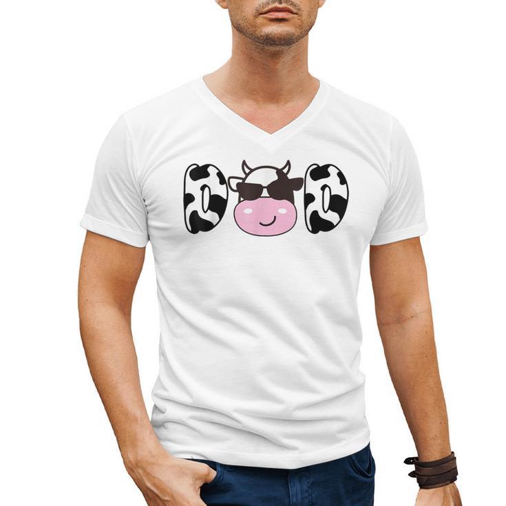 Dad Of The Birthday Girl Cow Daddy Papa Bday Matching Men's V-Neck T-Shirt