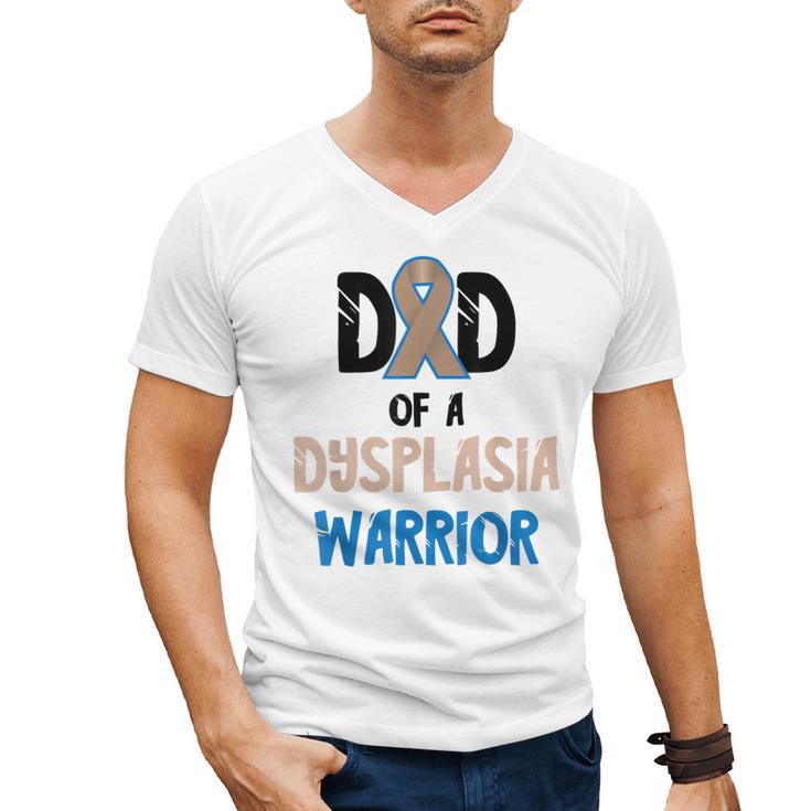Dad Of A Hip Dysplasia Warrior Beige Blue Hip Dysplasia Men's V-Neck T-Shirt