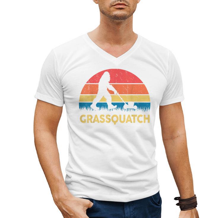 Dad Lawn Mowing Grassquatch Bigfoot Mower  Garden Men's V-Neck T-Shirt
