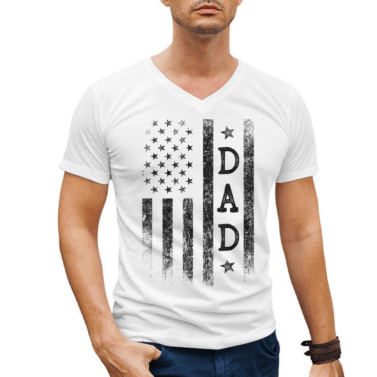Dad Patriotic American USA Flag Father's Day Dad Men's V-Neck T-Shirt