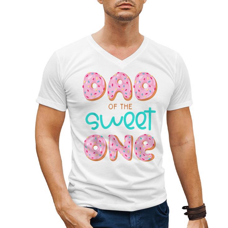Dad Sweet One 1st First Birthday Matching Family Donut Men's V-Neck T-Shirt
