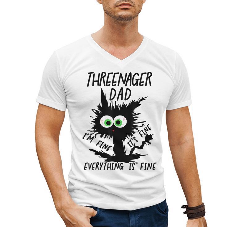 Dad Threenager Dad Daddy Of A Threenager Men's V-Neck T-Shirt