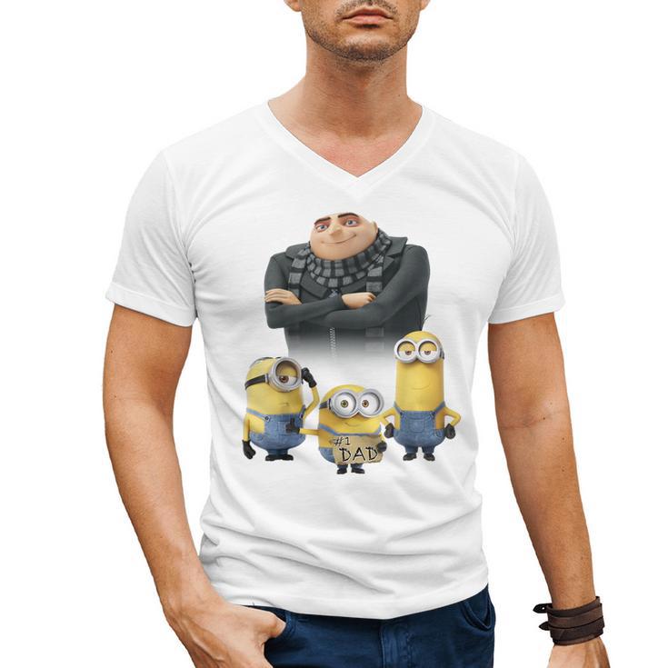 Despicable Me Minions Father's Day 1 Dad Cardboard Sign Men's V-Neck T-Shirt