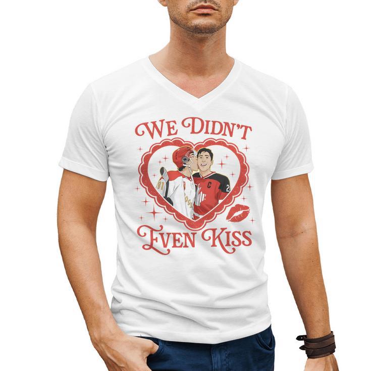 We Didn't Even Kiss Hockey Romance Book Men's V-Neck T-Shirt