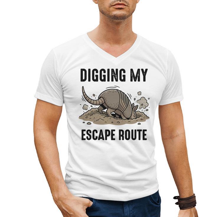 Digging My Escape Route Armadillo Introvert Humor Men's V-Neck T-Shirt