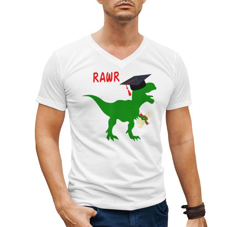 Dinosaur Rawr Diploma Graduate Graduation Men's V-Neck T-Shirt