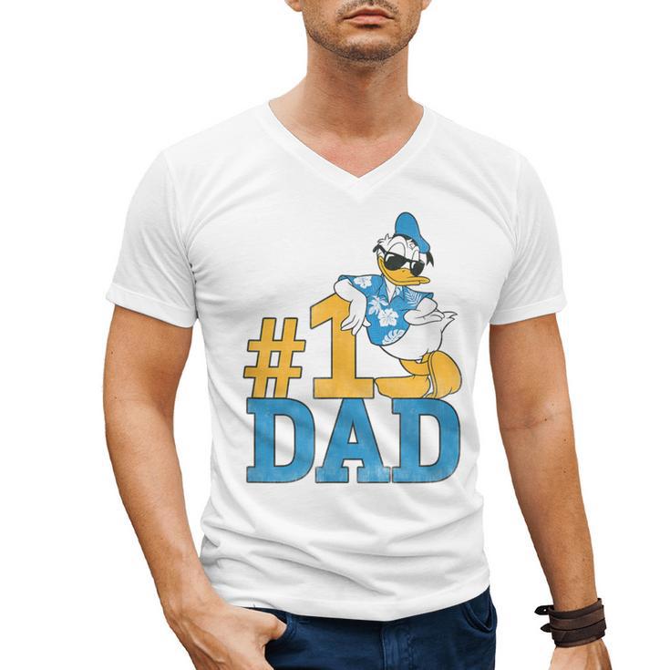 Disney Donald Duck Number One Dad Sunglasses Father's Day Men's V-Neck T-Shirt