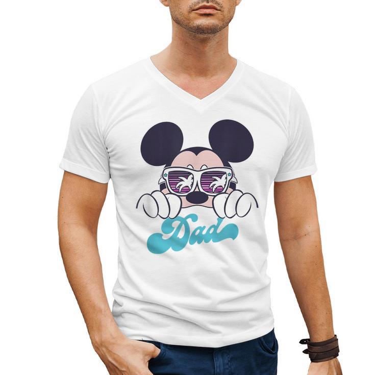 Disney Mickey And Friends Cool Mickey Summer Vibes Dad Logo Men's V-Neck T-Shirt