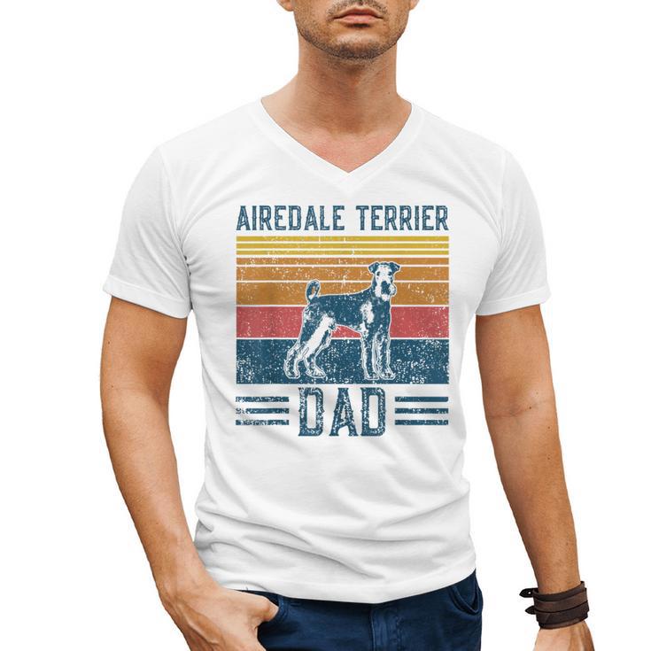 Dog Airedale Terrier Dad Vintage Airedale Terrier Dad Men's V-Neck T-Shirt