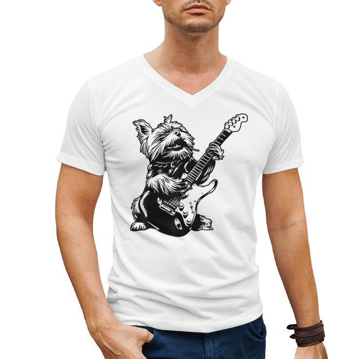 Dog Guitarist Guitar Yorkie Dad Mom For Men Women Men's V-Neck T-Shirt