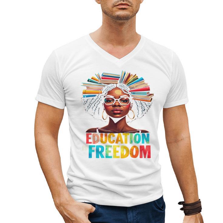 Education Is Freedom Afro Books Men's V-Neck T-Shirt