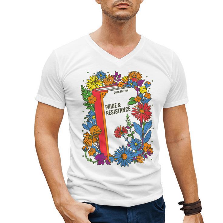 Equal Rights Book Flower Resist Feminist LGBTQ Floral Men's V-Neck T-Shirt