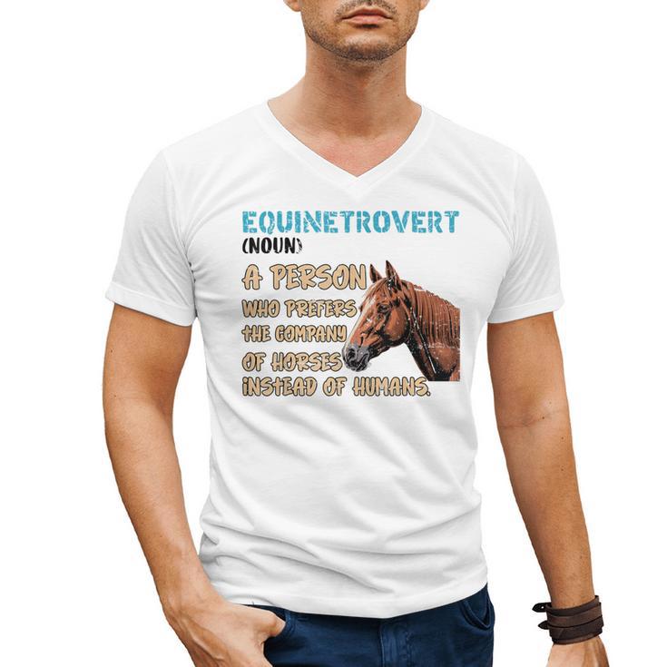 Equinetrovert Definition Equine Horse Riding Introvert Men's V-Neck T-Shirt