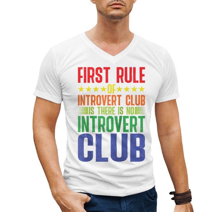 First Rule Of Introvert Club Is There Is No Introvert Club Raglan Baseball Tee Men's V-Neck T-Shirt
