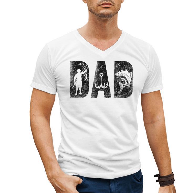 Fishing Dad Birthday Classic Bold Font Fish Daddy Men's V-Neck T-Shirt