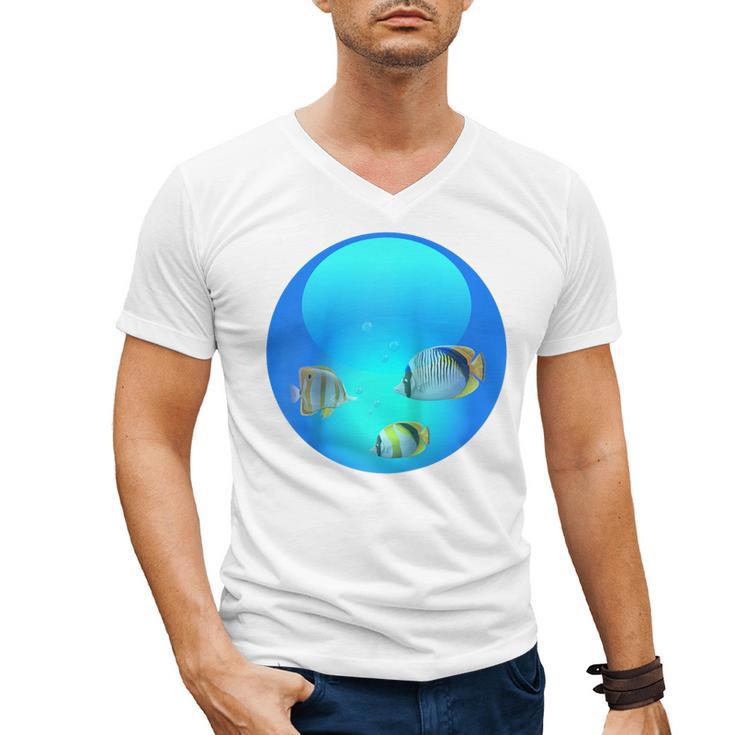 Frutiger Aero Aesthetic Tech Orb Fishes Raglan Baseball Tee Men's V-Neck T-Shirt