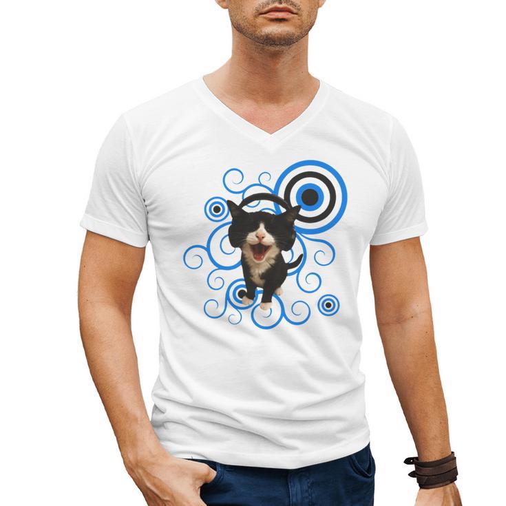 Frutiger Aero Cat Meme Headphone Kitty Cat Lover Men's V-Neck T-Shirt
