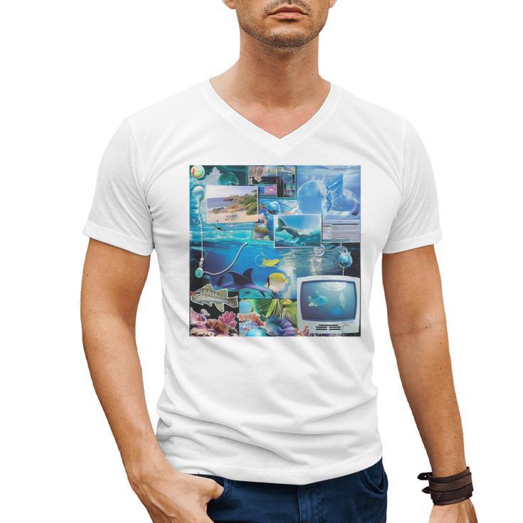 Frutiger Aero Retro Vibes Men's V-Neck T-Shirt