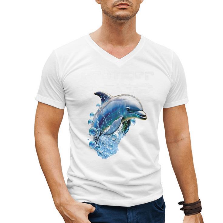 Frutiger Aero Splashy Dolphin Y2k Aesthetic Graphic Premium Men's V-Neck T-Shirt