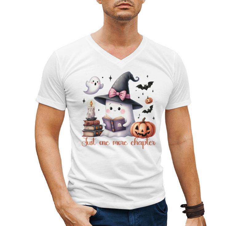 Ghost Reading Book Coquette Bow Halloween Girl Toddler Kid Premium Men's V-Neck T-Shirt