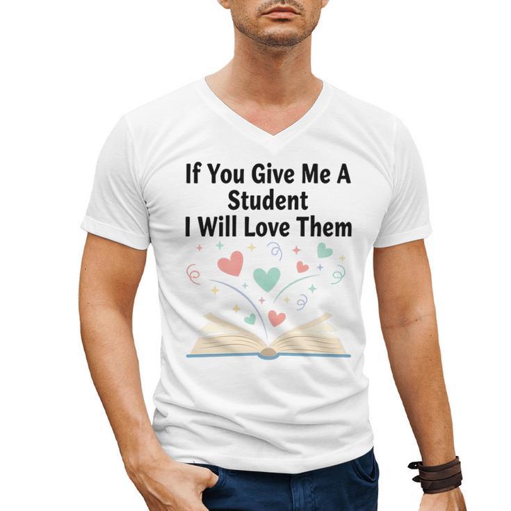 If You Give Me A Student I Will Love Them Book Magic Premium Tri-Blend Men's V-Neck T-Shirt