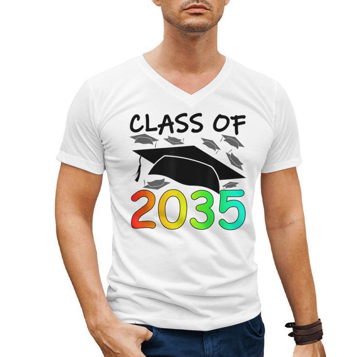 Graduation Class Of 2035 Hand Prints Space Pre-K -12th Grade Men's V-Neck T-Shirt