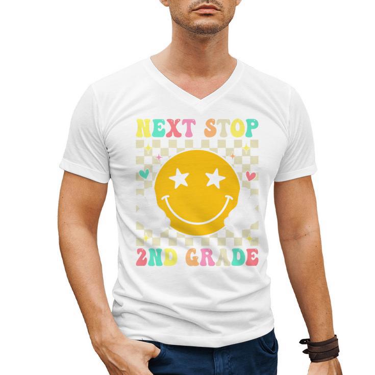 Groovy Next Stop 2nd Grade 1st Grade Graduation 2025 Premium Men's V-Neck T-Shirt