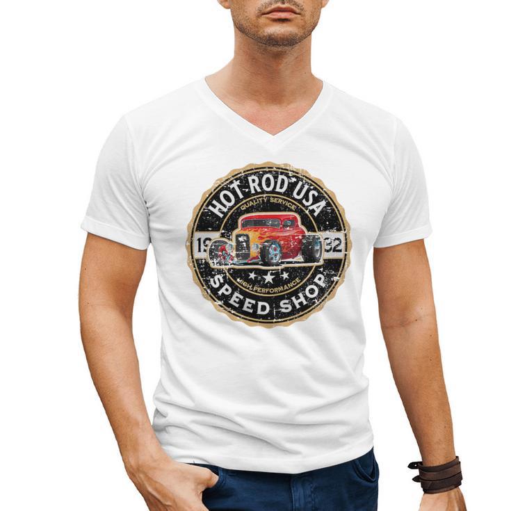 Hotrod Custom Car Automotive Nostalgia Distressed Premium Tri-Blend Men's V-Neck T-Shirt