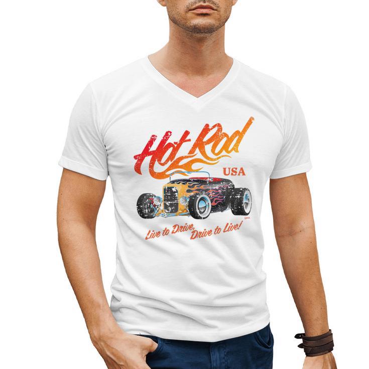Hotrod Vintage Style Car Nostalgia Hotrod Distressed Premium Tri-Blend Men's V-Neck T-Shirt