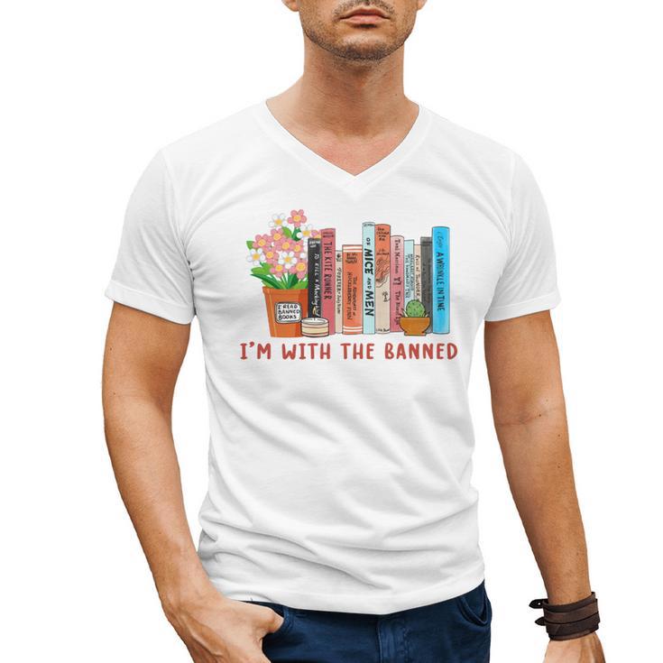 I'm With The Banned Books – Book Lover Librarian Reading Men's V-Neck T-Shirt