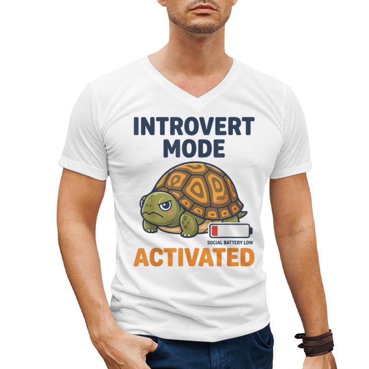 Introvert Mode Activated Low Social Battery Box Turtle Men's V-Neck T-Shirt