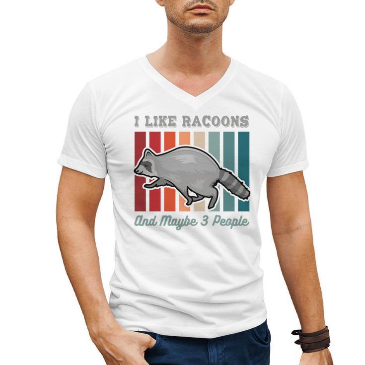 Introvert Raccoon Animal Lover Trash Panda Antisocial Retro Men's V-Neck T-Shirt