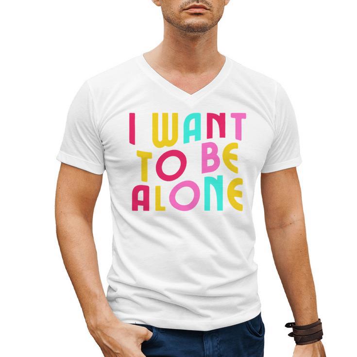 Introvert I Want To Be Alone Retro Wavy Men's V-Neck T-Shirt