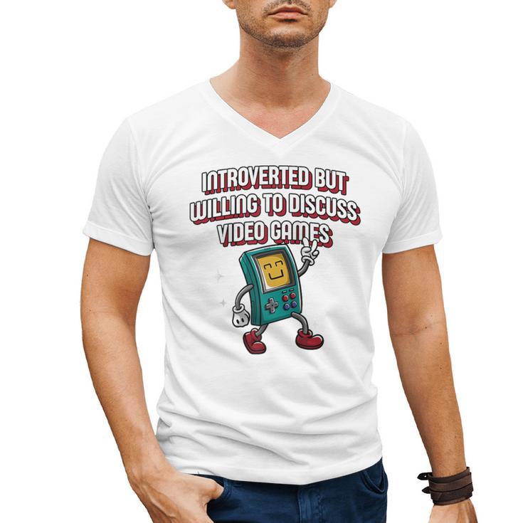 Introverted But Willing To Discuss Video Games Introvert Raglan Baseball Tee Men's V-Neck T-Shirt
