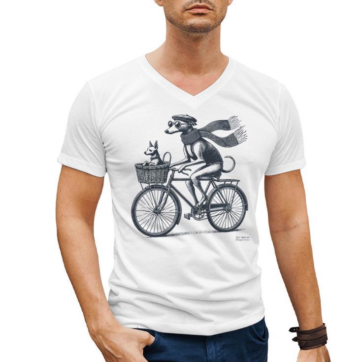 Italian Greyhound Whippet Bicycle Cycling Dog Mom Iggy Dad Men's V-Neck T-Shirt