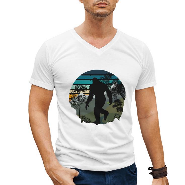 Just Me And My Yeti Retro Sunset Mountain Hiking Introvert Men's V-Neck T-Shirt
