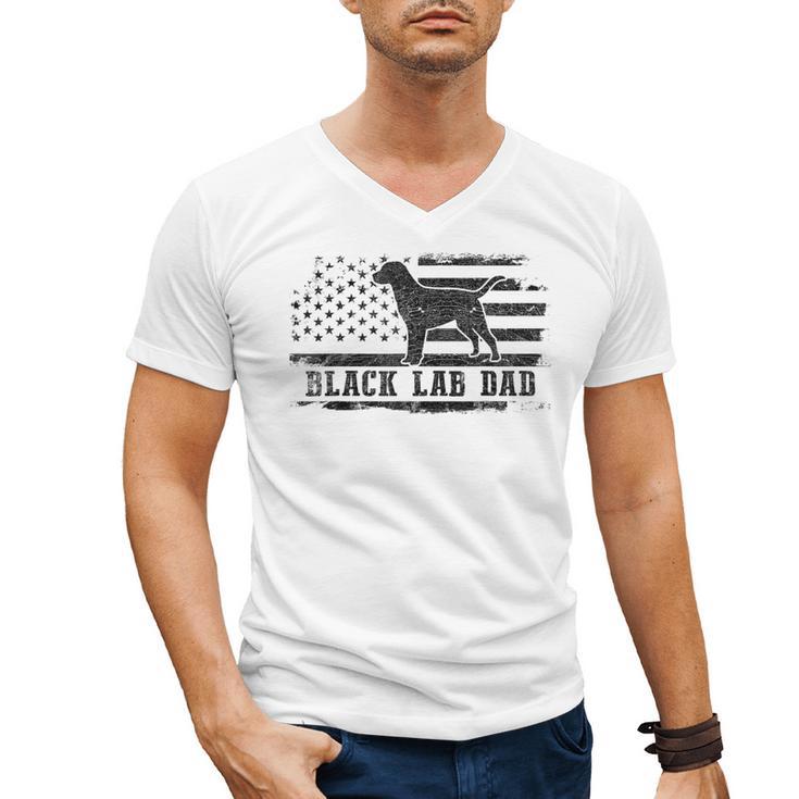 Lab Dad Distressed American Flag Patriotic Dog Men's V-Neck T-Shirt