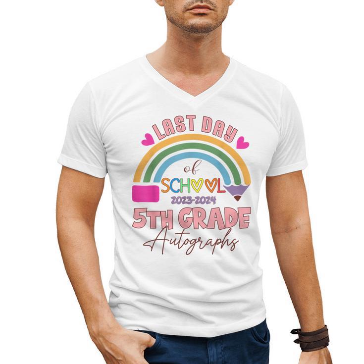 Last Day Of School Autograph 5th Grade Graduation Boys Girls Men's V-Neck T-Shirt