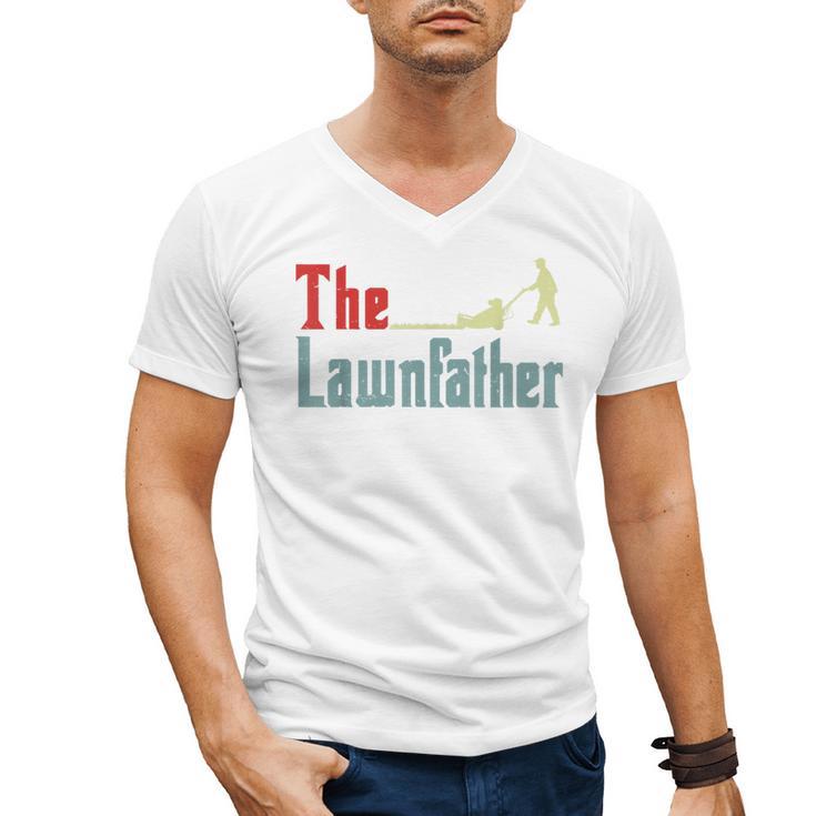 Lawn Mowing Lawnfather Dad Lawn Mower  Gardening Men's V-Neck T-Shirt