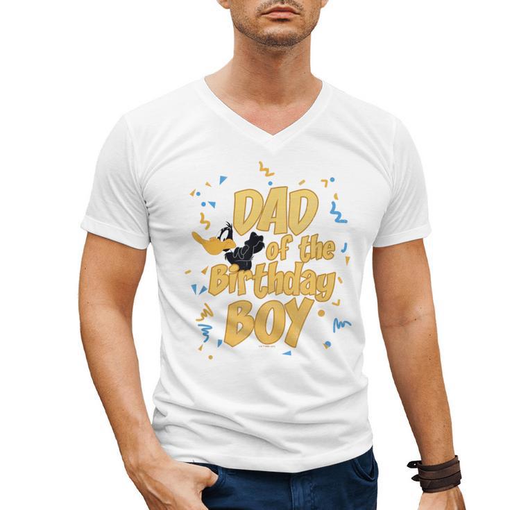 Looney Tunes Birthday Daffy Duck Dad Of The Birthday Boy Men's V-Neck T-Shirt