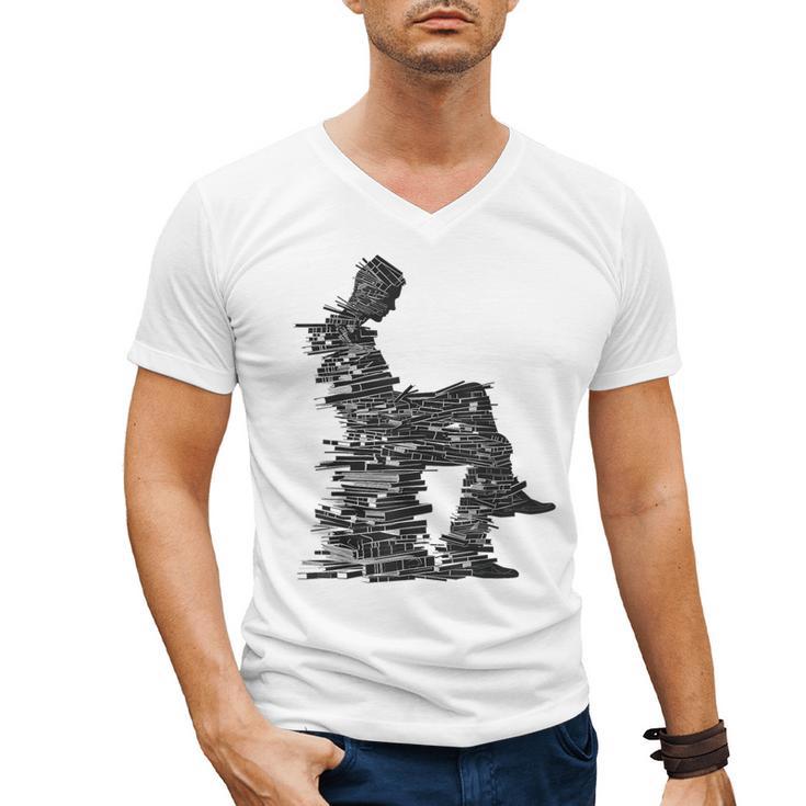 Men Pixel Art Geometric Book Human Drawing Graphic Men Men's V-Neck T-Shirt