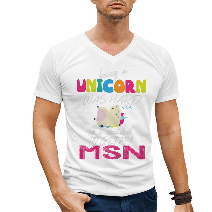 Nurse MSN Graduation Unicorn T-Shirt Nursing School Men's V-Neck T-Shirt