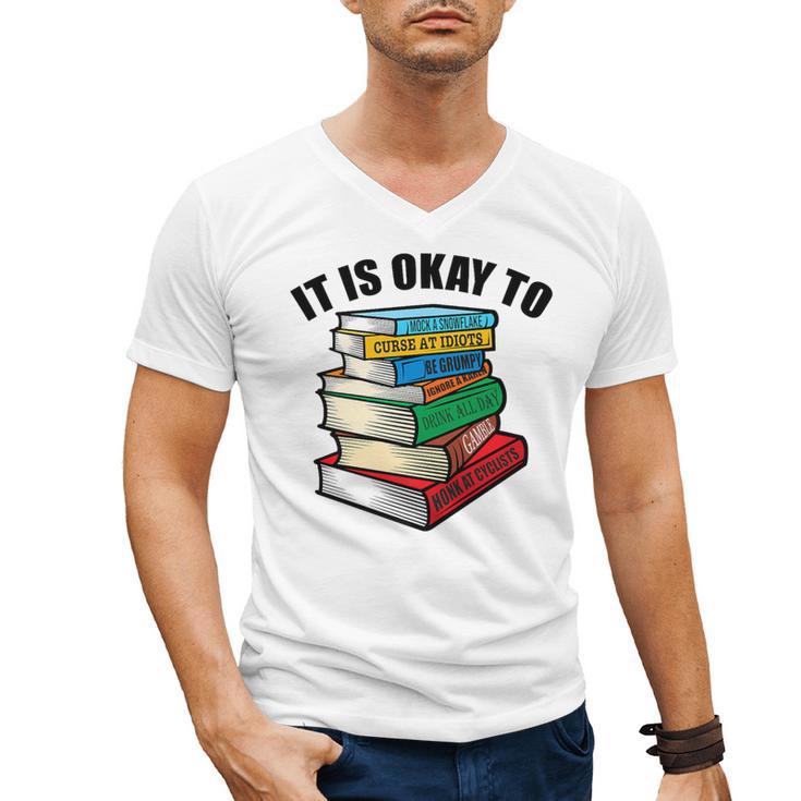 It Is Okay To Be a Grumpy Old Man Book Lover Premium Men's V-Neck T-Shirt