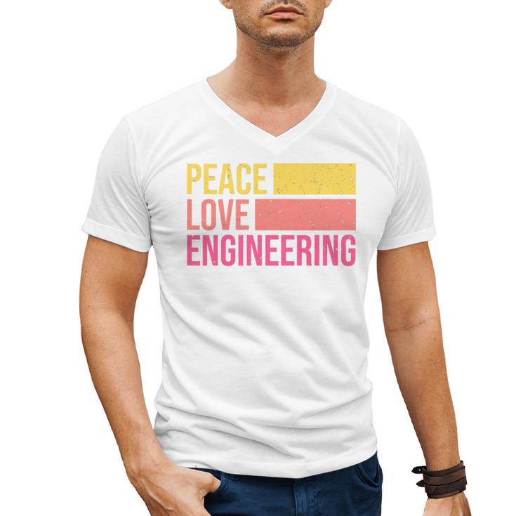 Peace Love Engineering Engineer School Graduation Retro Men's V-Neck T-Shirt