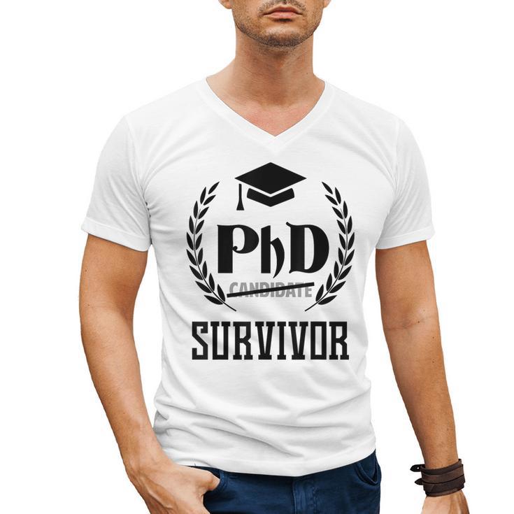 PHD Survivor T-Shirt Graduation Student Teacher  For Men Women Kids Men's V-Neck T-Shirt