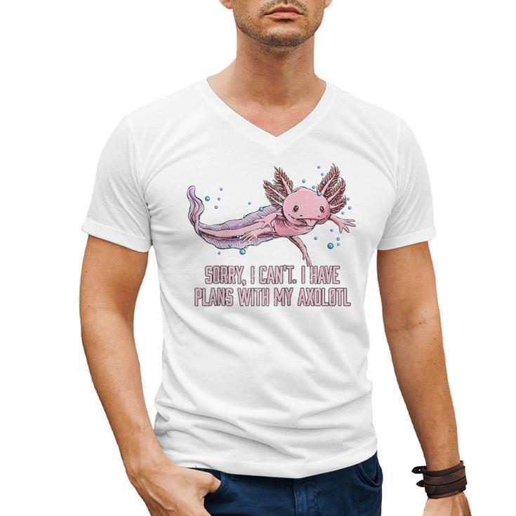 I Have Plans With My Axolotl Salamander Introvert Raglan Baseball Tee Men's V-Neck T-Shirt