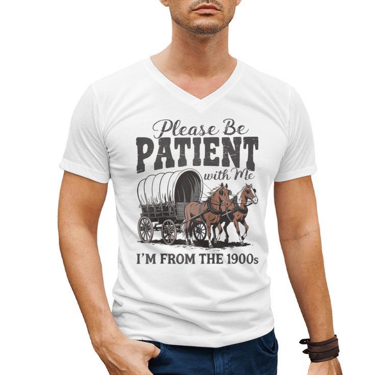 Please Be Patient With Me I'm From The 1900s Vintage Raglan Baseball Tee Men's V-Neck T-Shirt