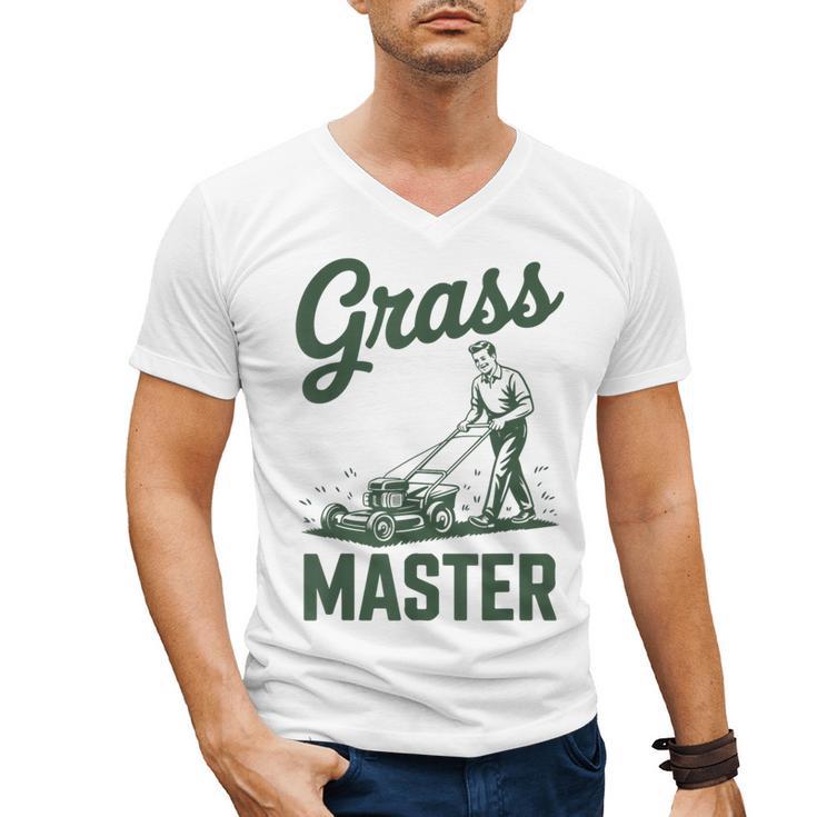 Push Lawn Mower Legend Grass Master Dad Mowing Men's V-Neck T-Shirt