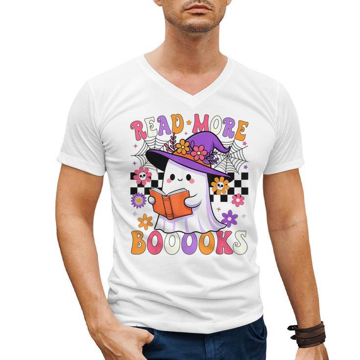 Read More Books Ghost Reading Book Teacher Halloween Men's V-Neck T-Shirt