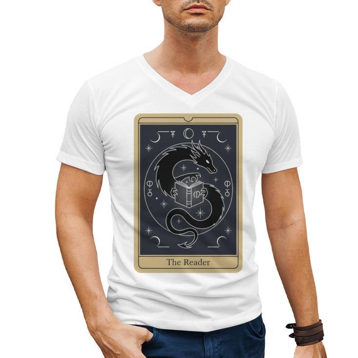 The Reader Tarot Card Mystic Dragon Book Magic Men's V-Neck T-Shirt